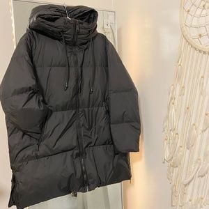 SOLD. Zara - 40% Feather- HOODED DOWN COAT